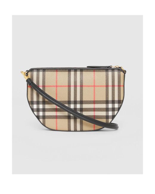 Burberry White Olympia Vintage Check Mini Shoulder Bag
