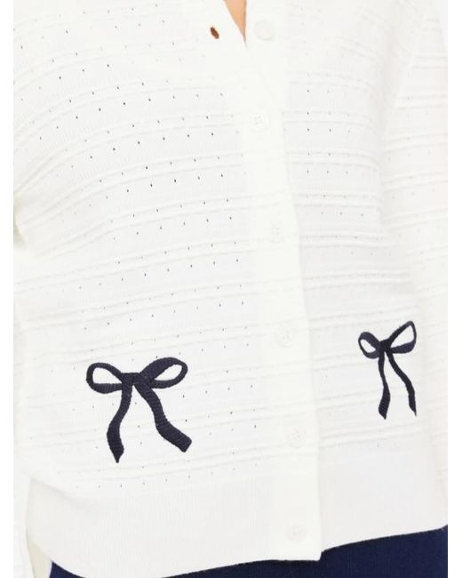 The Upside White Bow-Detail Cardigan