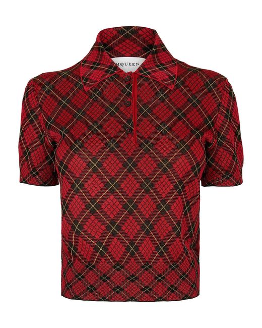 McQueen Checkered Knit Polo Shirt