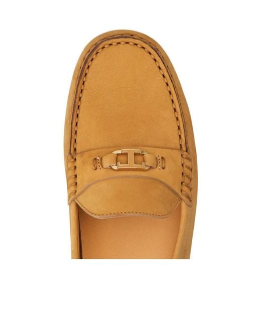 Tod's Brown T-Buckle Topstitched Loafers
