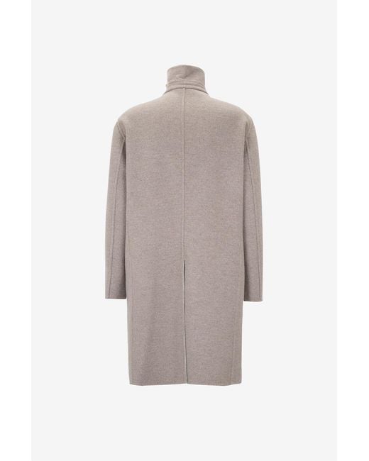 Brunello Cucinelli Gray High-Necked Long-Sleeved Coat for men