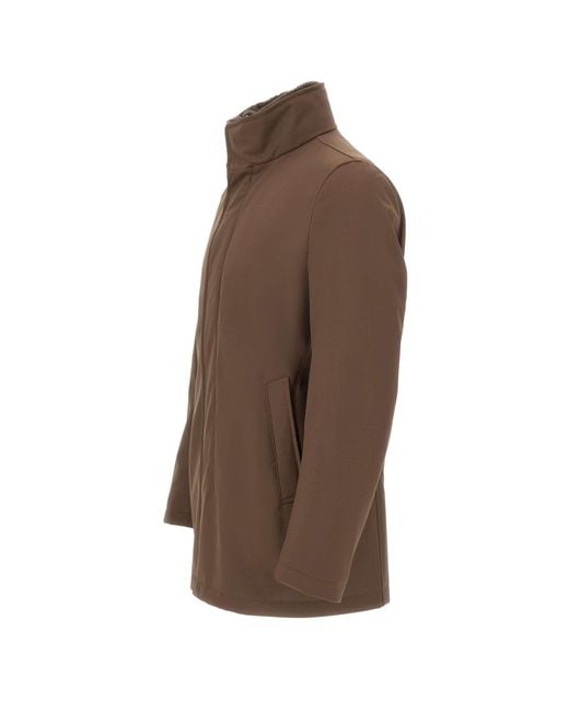 Herno Brown Stand-Collar Parka for men