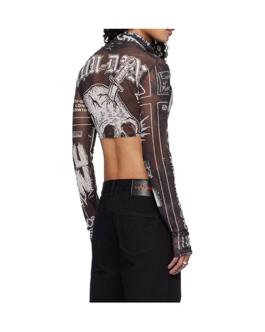 Lu'u Dan Black Mesh Crop Top for men