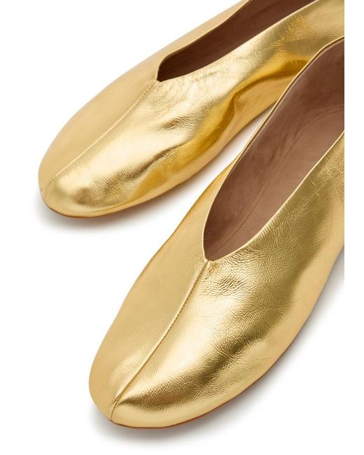The Row Natural Stella Metallic Leather Ballet Flats