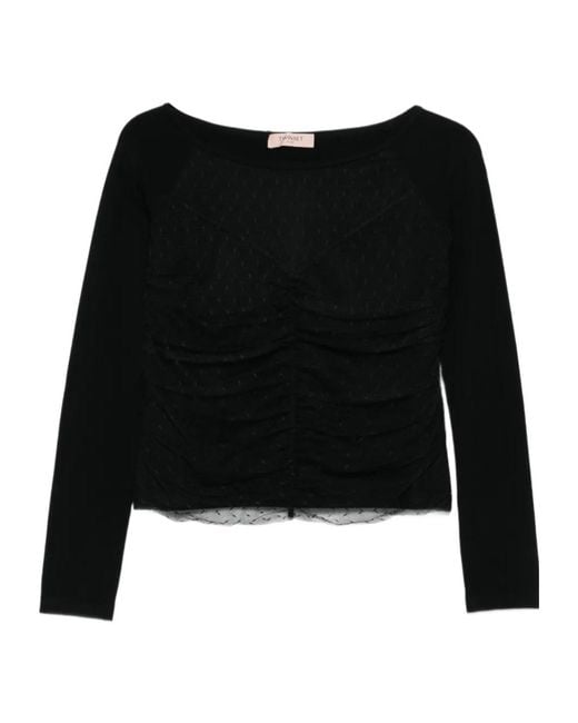Twinset Black Ruffled Polka-Dot Blouse