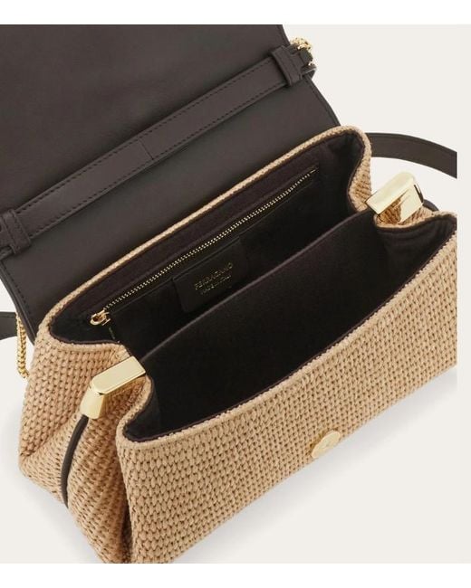 Ferragamo Natural Front Flap Crossbody Bag (S)