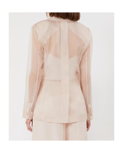 Max Mara Natural Slogan Silk-Organza Blazer