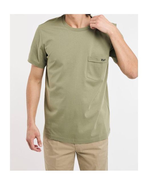Fay Green Pocket Crew Neck T-Shirt for men