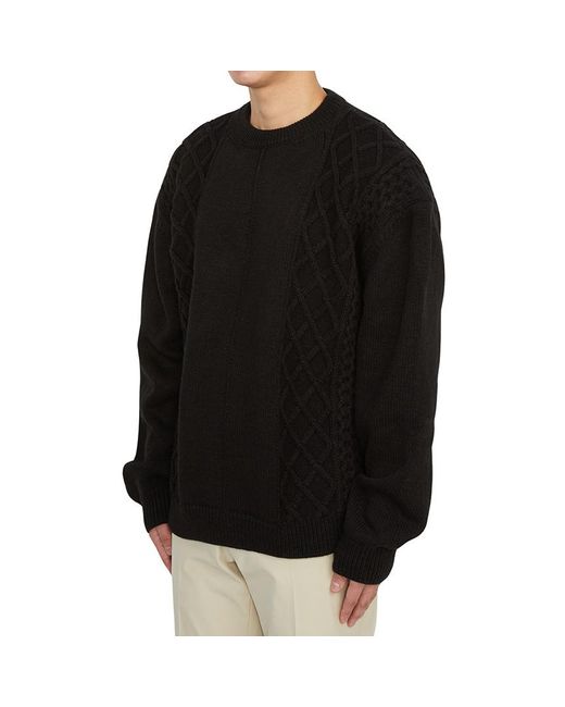 FAMILY FIRST Black Round-Neck And Long-Sleeved Sweater for men