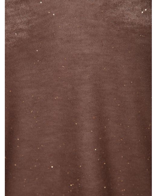 Fabiana Filippi Brown Sequin Embellished V-Neck Jumper