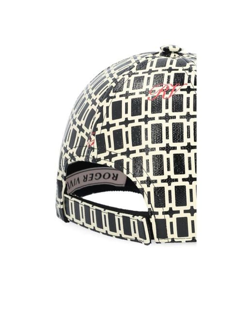 Roger Vivier White Geometric Pattern Printed Baseball Cap
