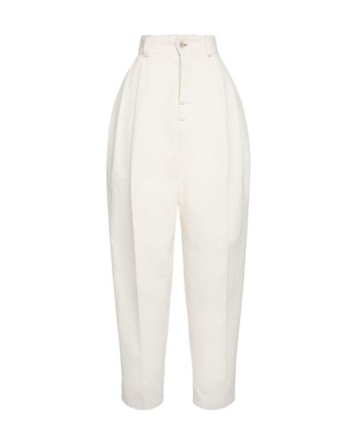 Jacquemus White Pleated Zipper Jeans