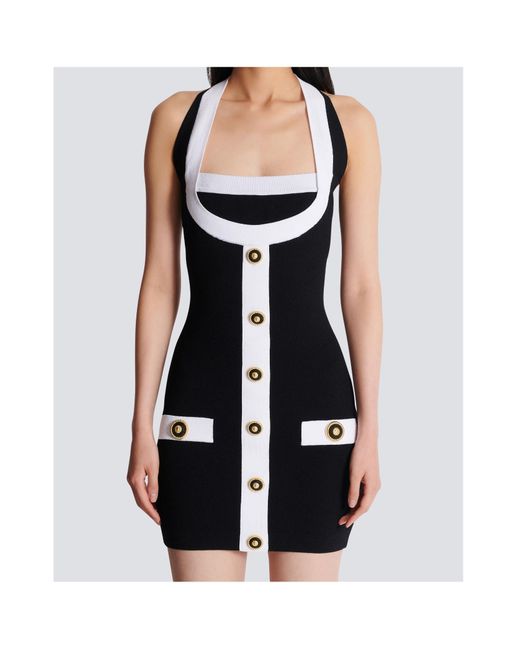 Balmain Black Halterneck Mini Dress