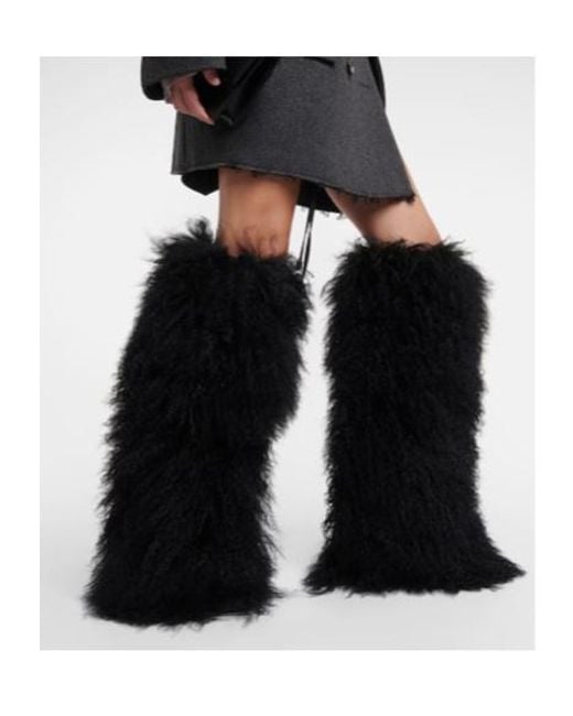 Paris Texas Black Shearling Fur Boots