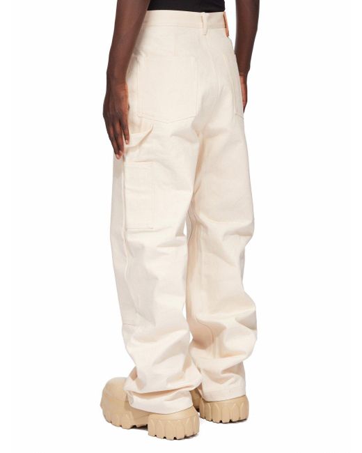 Rick Owens White Denim Trousers With Belt Loops for men