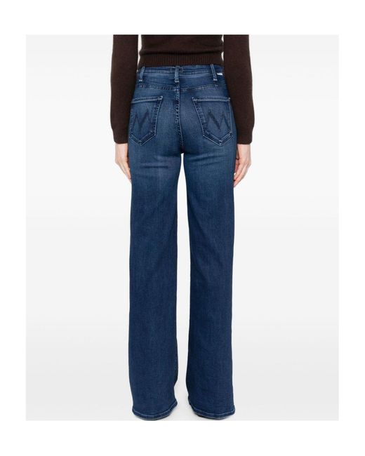Mother Blue High-Rise Wide-Leg Jeans