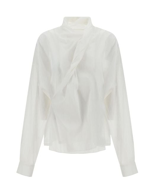 Quira White Lightweight Wrap Top With Asymmetric Front