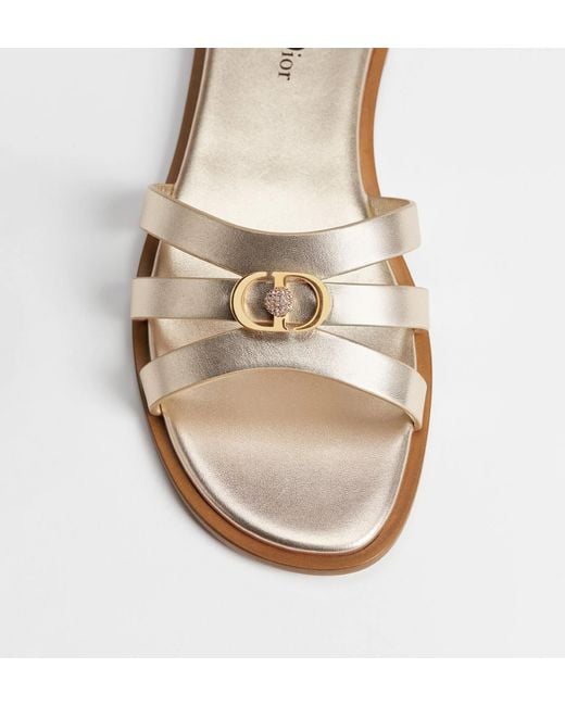 Dior White Strappy Embellished Flat Sandals