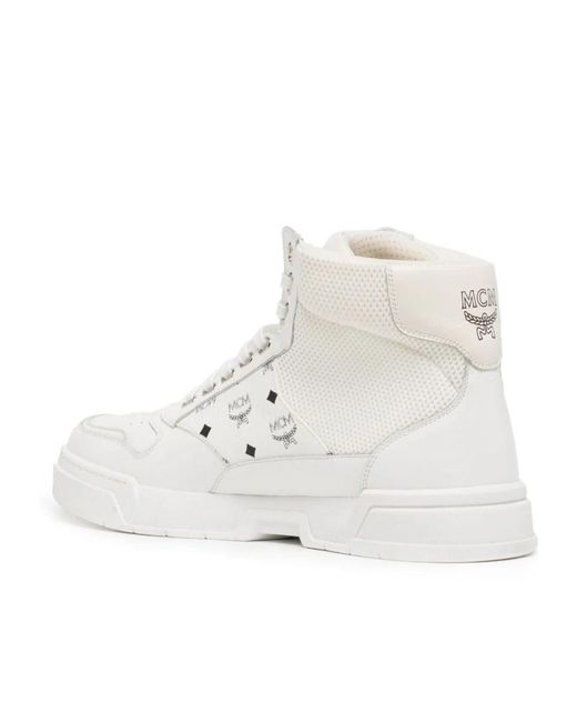 MCM White Logo Logo High-Top Skate Shoes for men