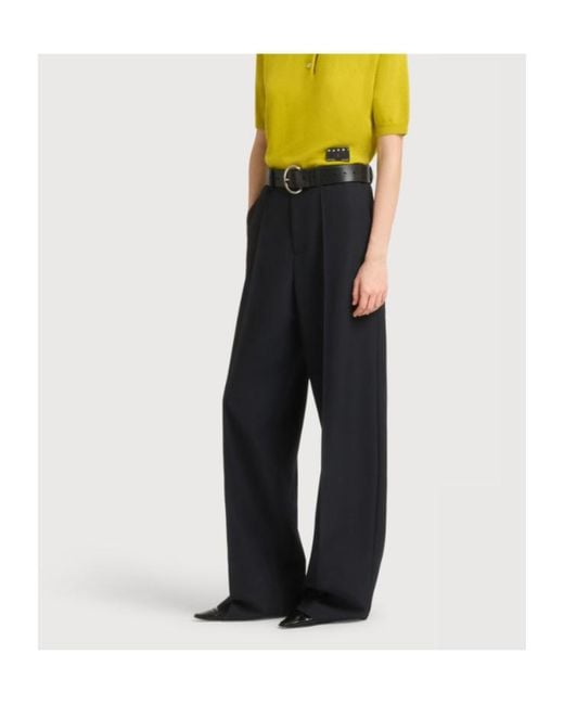 Marni Black High-Waist Pleated Trousers