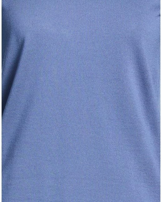 Max Mara Blue Solid Color Knitted Turtleneck Top