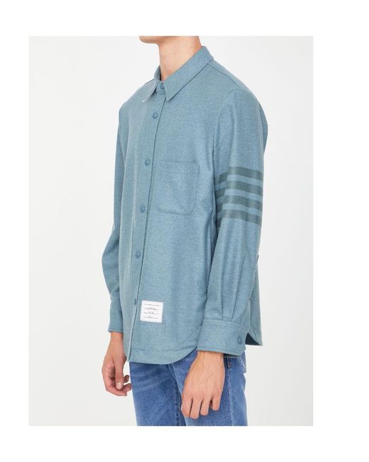 Thom Browne Blue 4-Bar Shirt Jacket for men