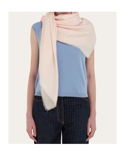 Ferragamo Natural Ferragamo Eyewear Monogram Fringed Scarf
