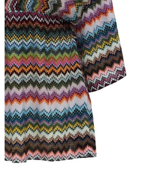 Missoni Gray Chevron V-Neck Beach Dress