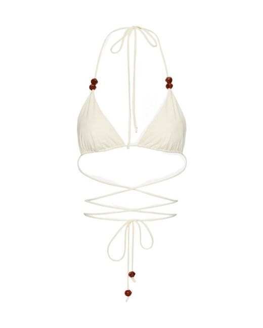 Magda Butrym White Strappy Triangle Bikini Top
