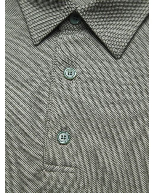 Brioni Gray Button Polo Shirt for men