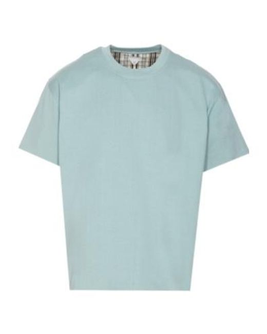 Bottega Veneta Blue Double Layer Checked T-Shirt for men