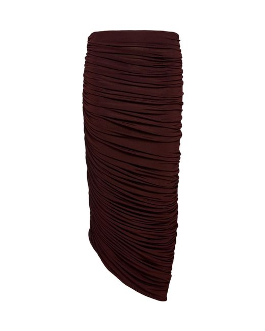 Magda Butrym Red Asymmetrical Draped Midi Skirt