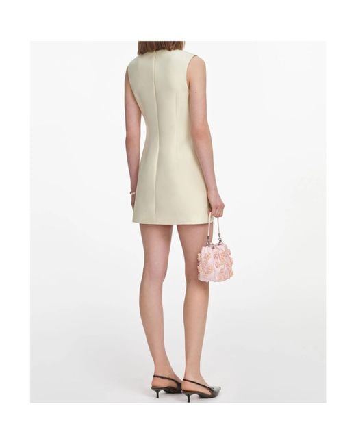 Self-Portrait Natural Bow Detail Mini Dress