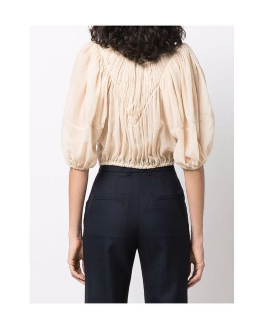 Chloé Natural Pleated Short Blouse