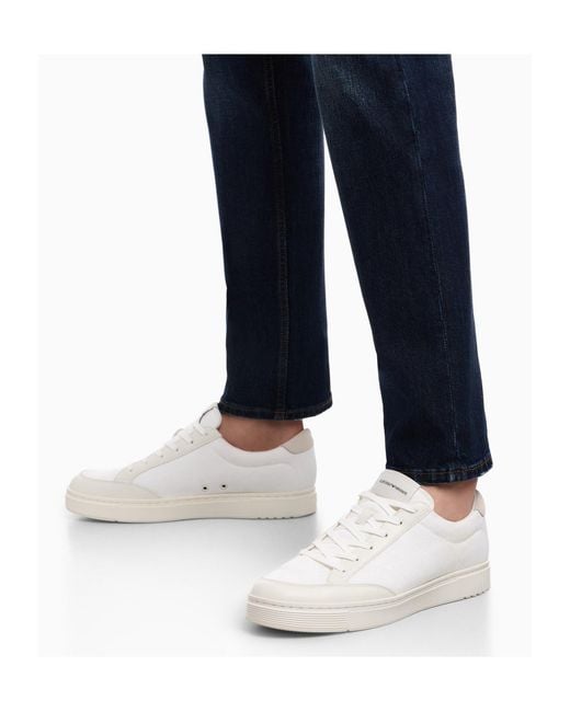 Emporio Armani White Jacquard Sneakers With An All-Over Eagle for men