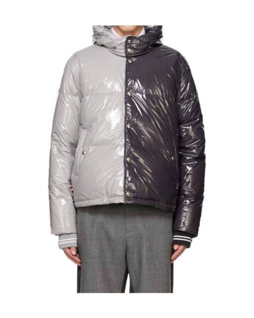 Thom Browne Gray Two-Tone Puffer Jacket for men