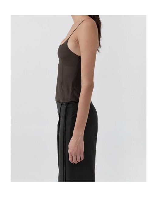 St. Agni Brown Stretch Silk Cami