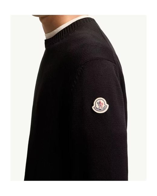 Moncler Black Logo Patch Crewneck Jumper for men