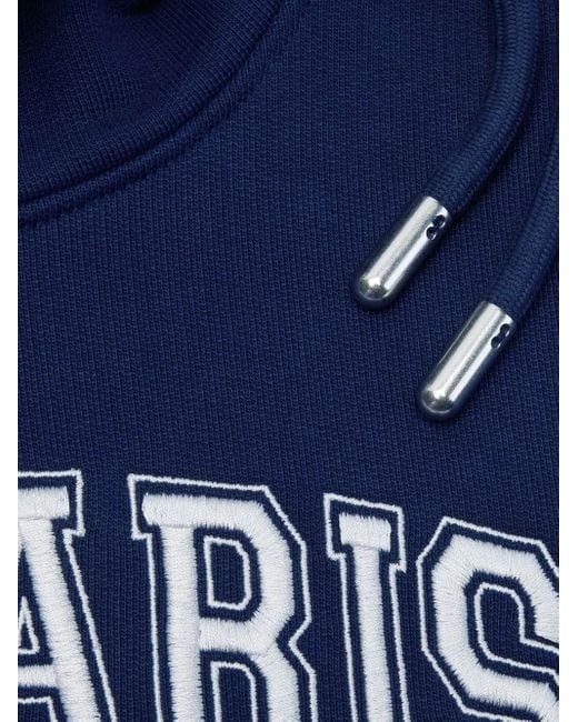 AMI Blue Logo-Printed Long-Sleeved Drawstring Hoodie for men