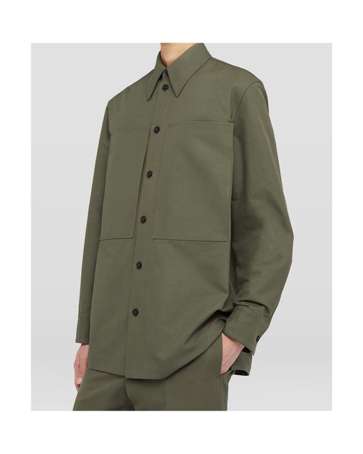 Jil Sander Green Long-Sleeved Shirt for men