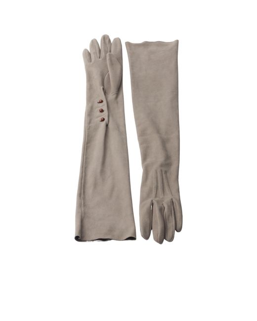 【送料&関税込】Prada Ligh Grey Suede Long Gloves Prada Grey Suede Long Glove for Women FW25 – LOZURI®