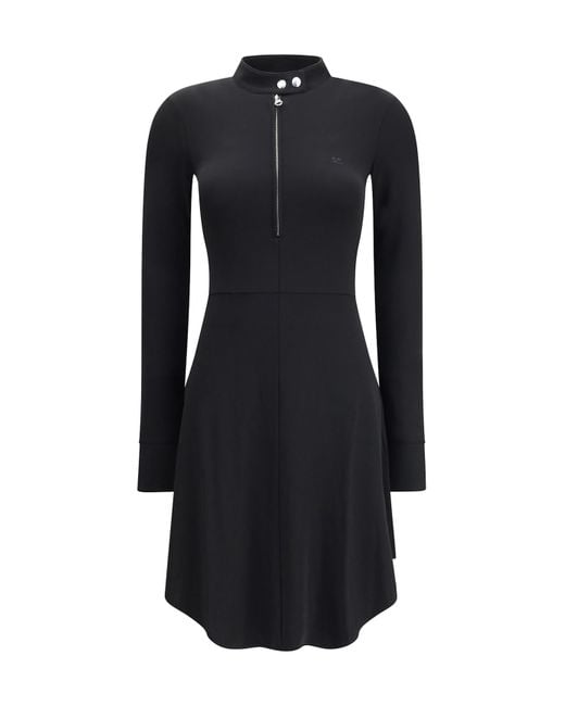 Courreges Black Courrèges Biker Crepe Jersey Zipped Dress