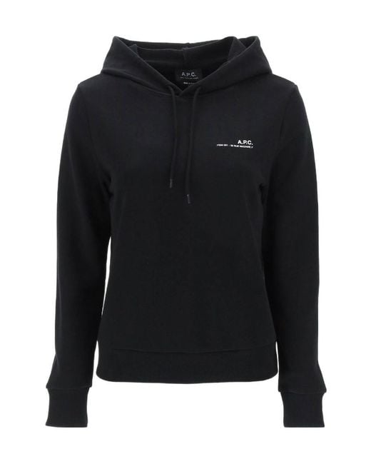 A.P.C. Black Logo Print Drawstring Hoodie