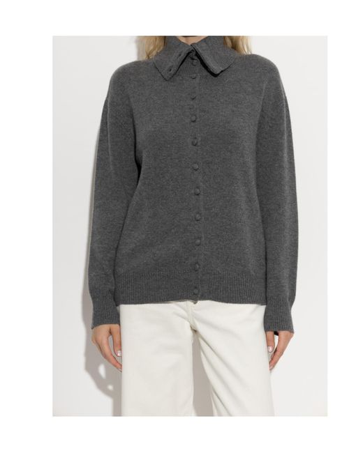 Lisa Yang Gray Denie Button-Up Knitted Sweater