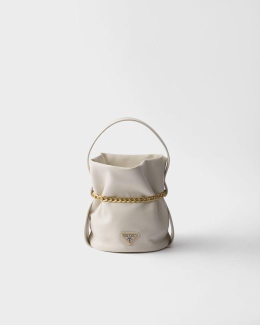 Prada White Petit Sac Noir Nappa Leather Mini-Bucket Bag