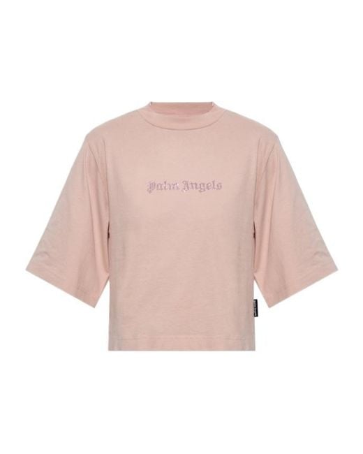 Palm Angels Pink Crew-Neck T-Shirt