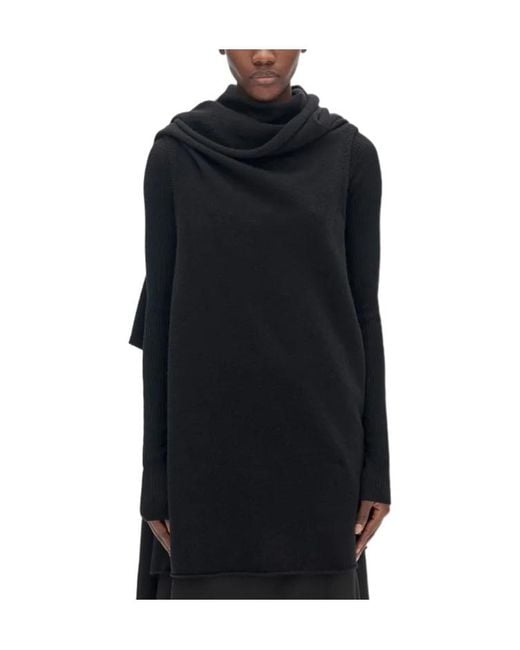 Ann Demeulemeester Black Felted-Wool Draped Knitted Top