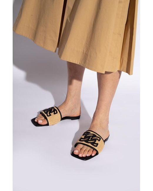 Casadei White Portofino Logo-Patch Square-Toe Slides