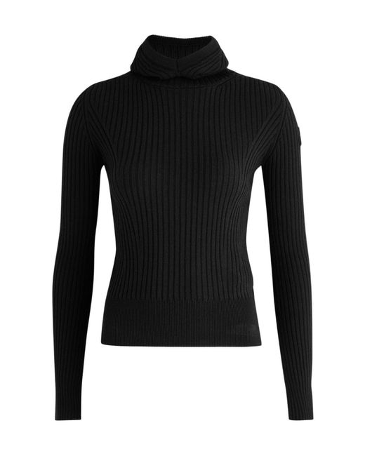 Moncler Black Ribbed Hooded Wool-Blend Jumper