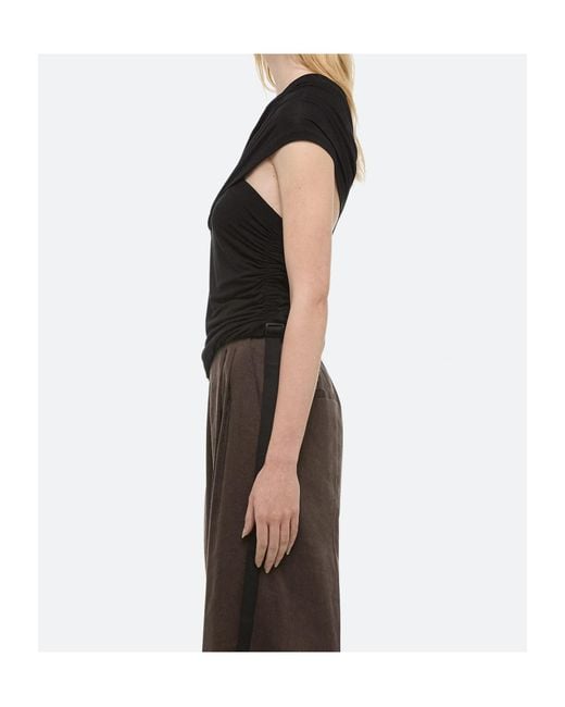 Helmut Lang Black One Shoulder Top